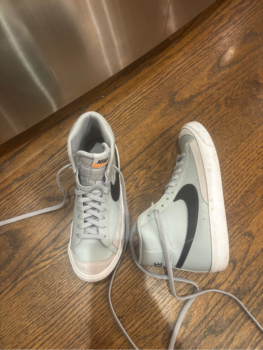 Nike Blazers in Gray with Black Swoosh